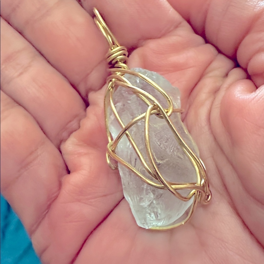 RUBYRUDI Artisan Beach Glass Pendant Wire Wrapped Handmade Art To Wear 3035 P